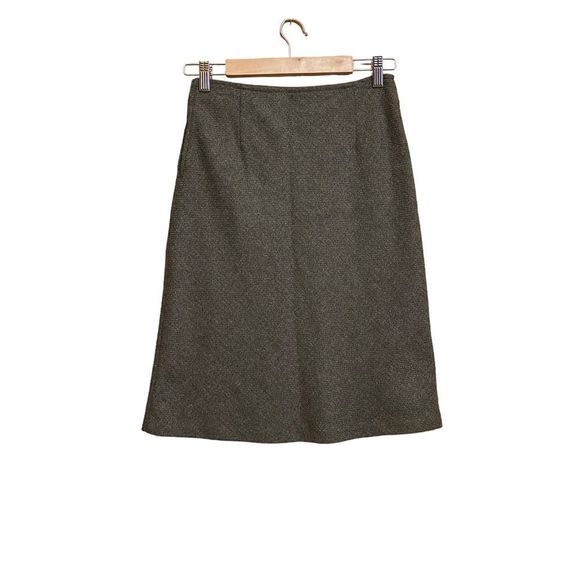 Sisley Skirt Women 6 US / EU38 Solid Green Wool Silk Blend Midi A Line - Picture 2 of 10